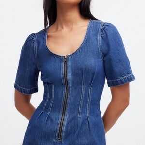 Madewell Denim Darted Mini Dress in Pixie Wash